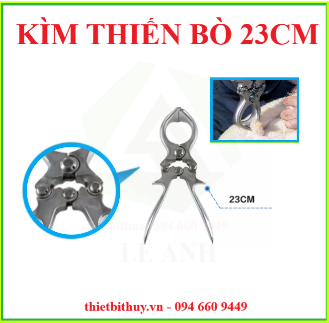 KÌM THIẾN BÒ, BÊ, DÊ,..23 CM - KÌM BẤM MŨI BÒ - THIẾT BỊ THÚ Y LÊ ANH