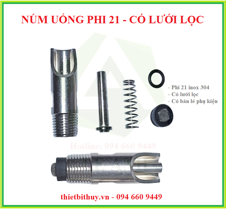 NÚM UỐNG PHI 21 INOX 304 - NÚM UỐNG TỰ ĐỘNG